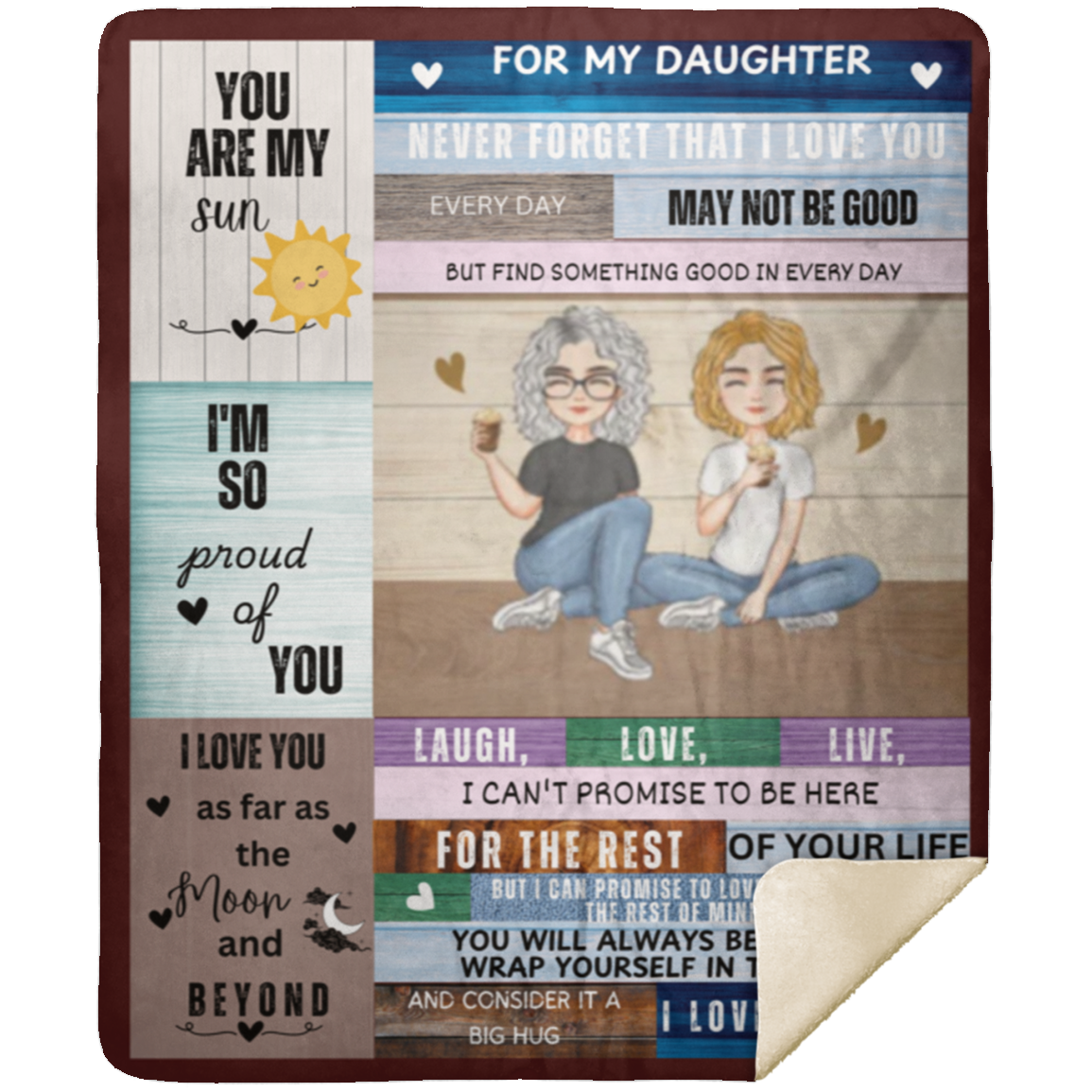 To My Daughter from Mom Wood Frame Blanket