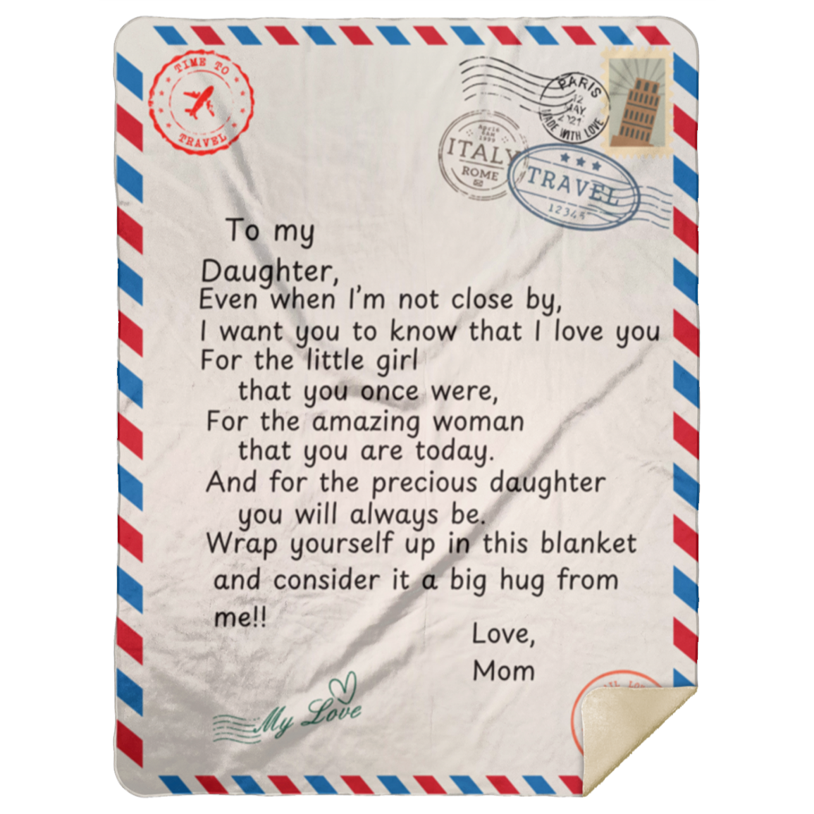 To My Daughter Postal Card from Mom Blanket