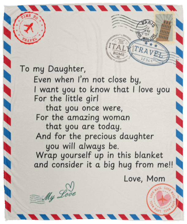 To My Daughter Postal Card from Mom Blanket
