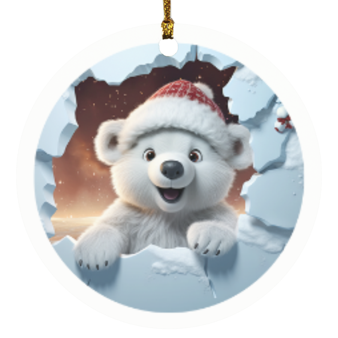 Polar Bear 3d Ornament Circle Ornament