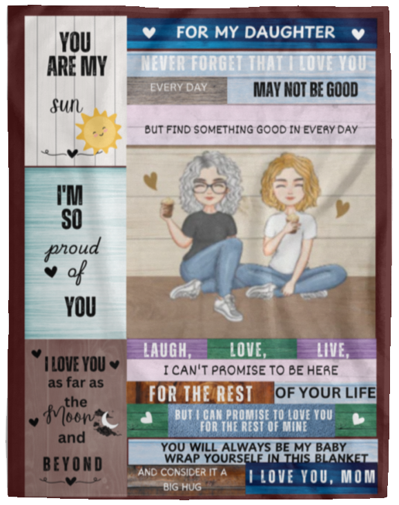To My Daughter from Mom Wood Frame Blanket