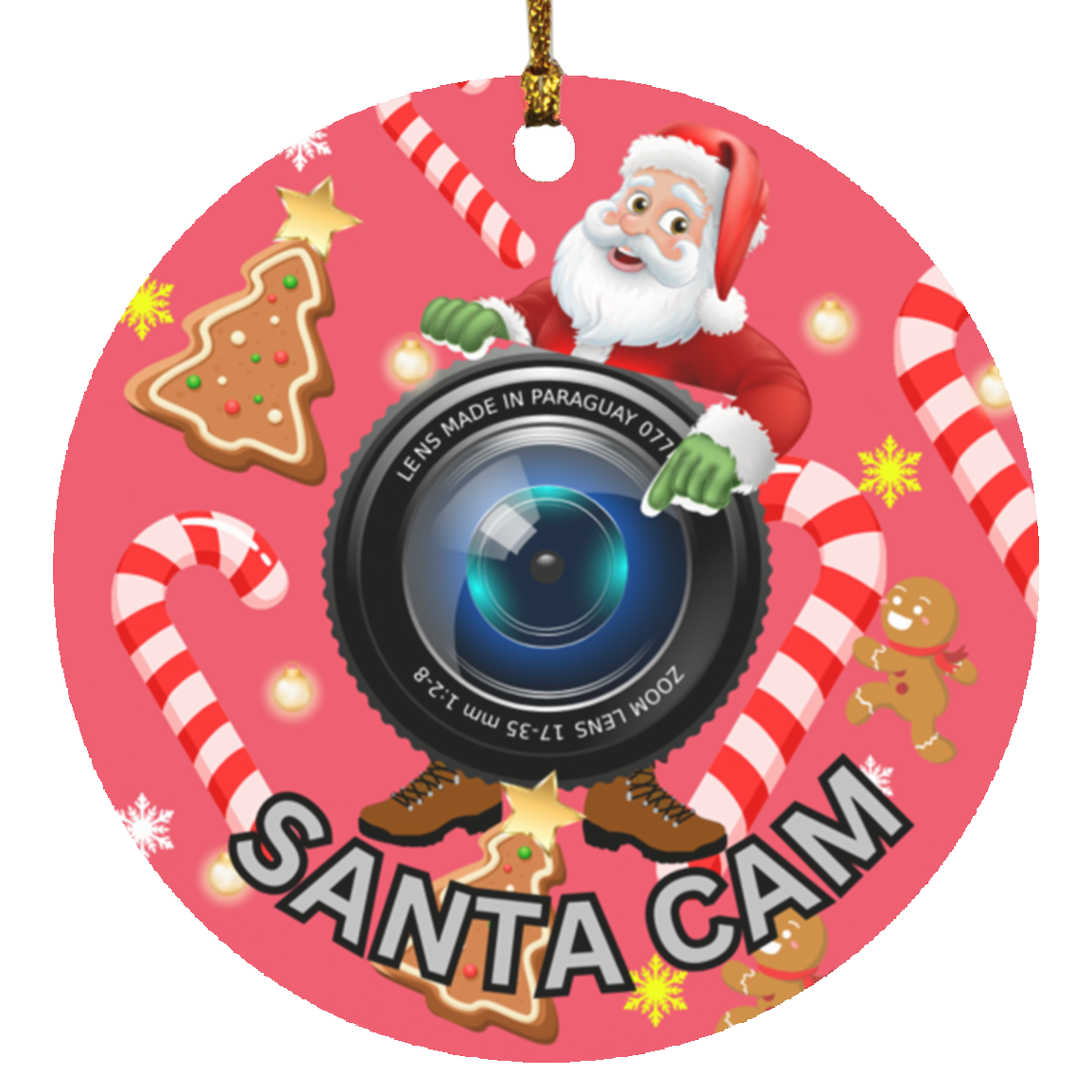 Santa Cam Circle Ornament