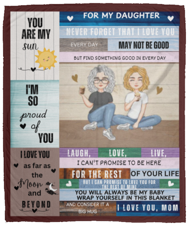To My Daughter from Mom Wood Frame Blanket