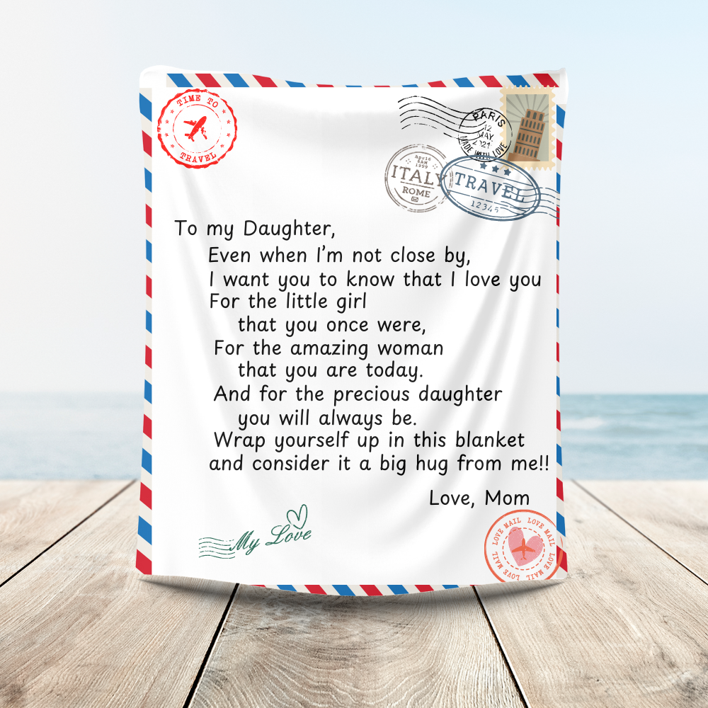 To My Daughter Postal Card from Mom Blanket
