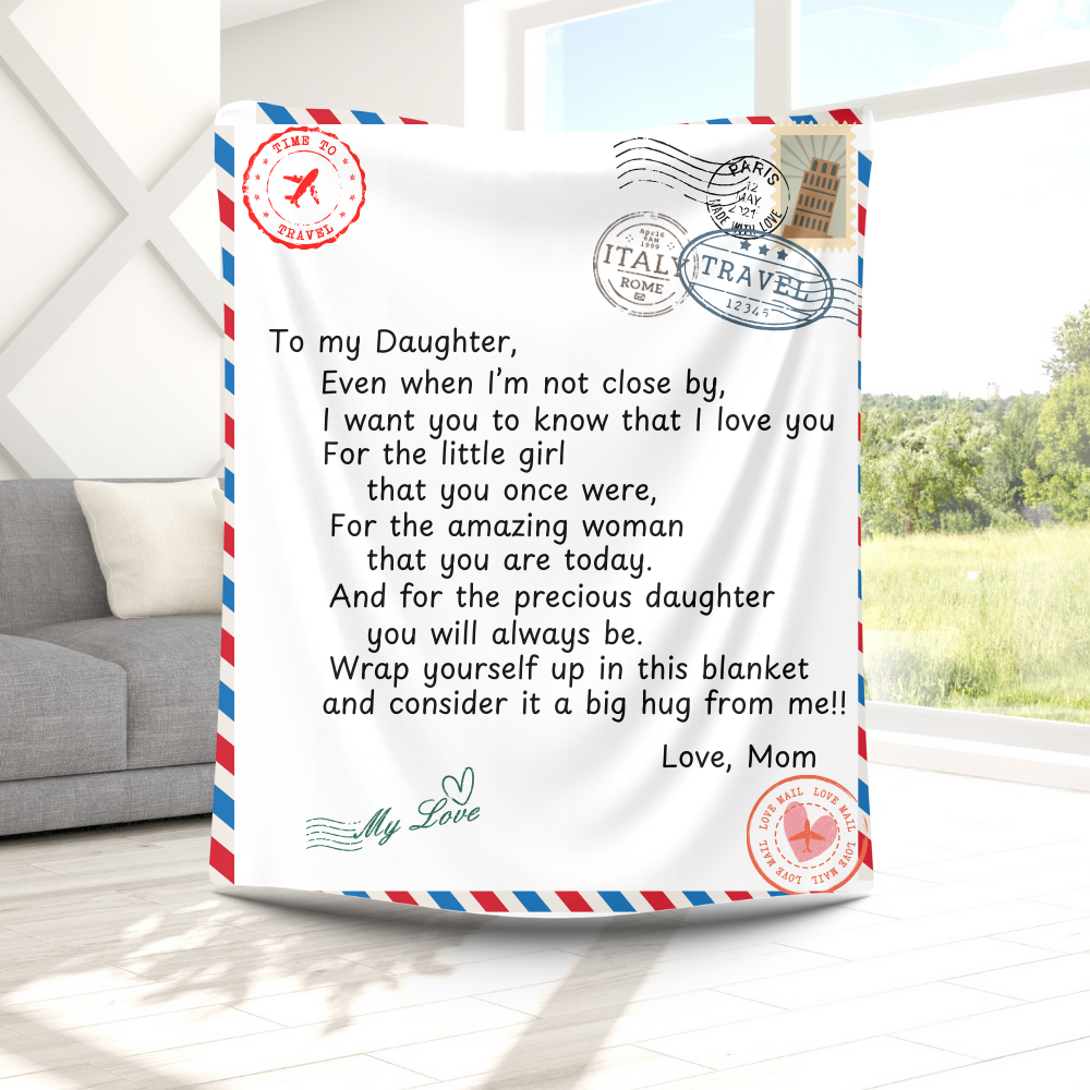 To My Daughter Postal Card from Mom Blanket