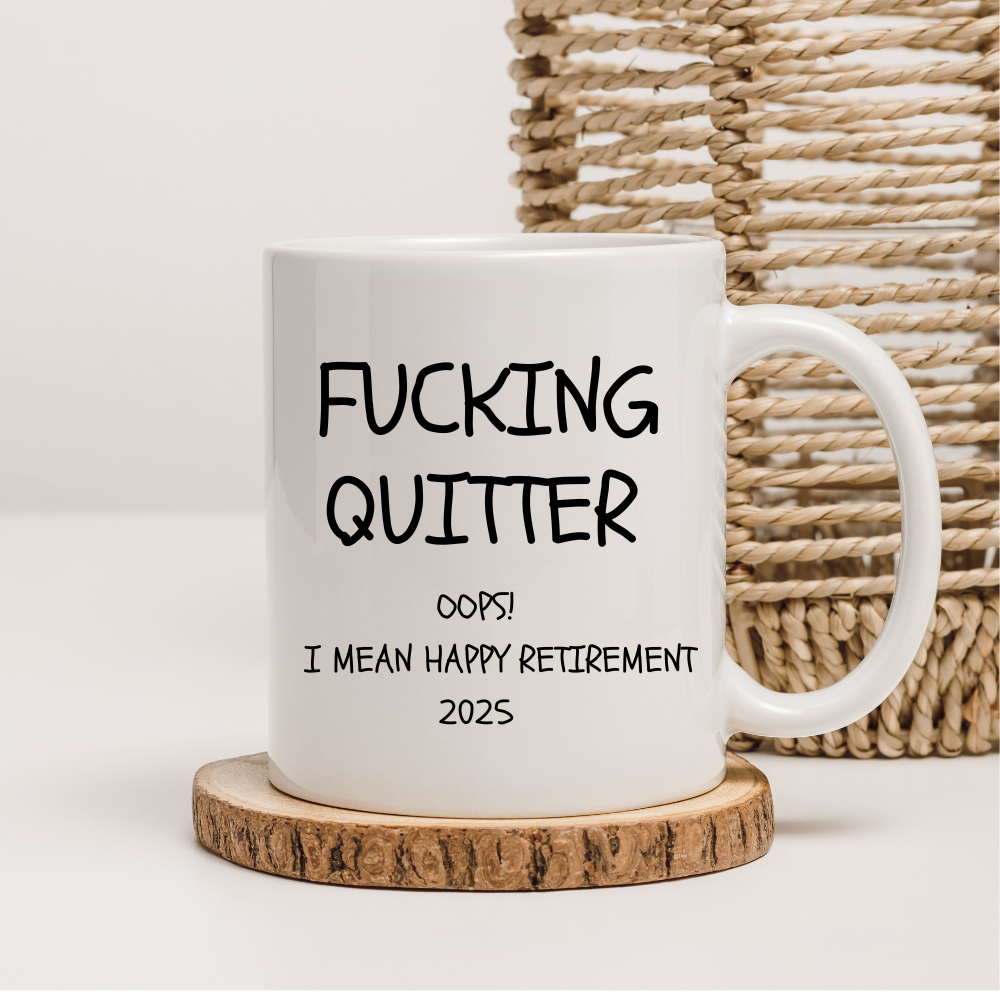 “Funny Adult Retirement Mug Set – Adios & Quitter Edition”