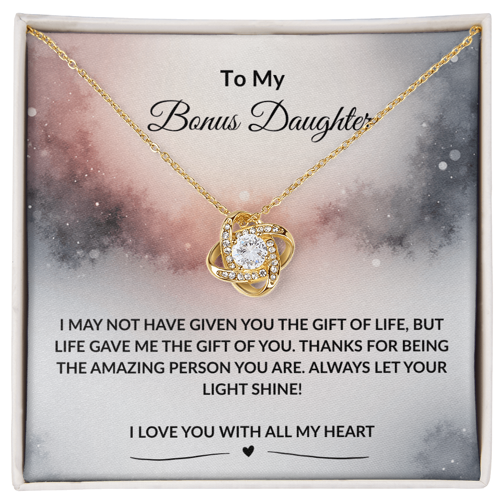 To My Bonus Daughter | I Love You With All My Heart | Love Knot Necklace