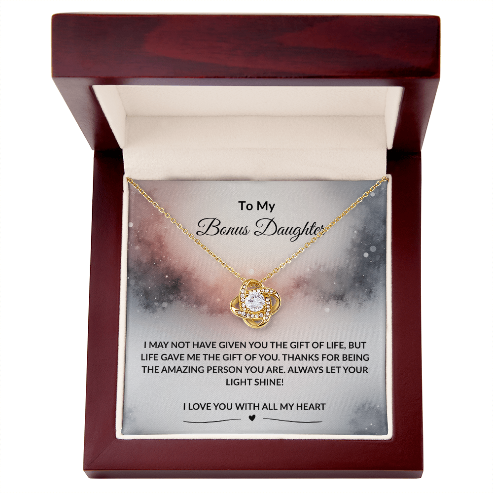 To My Bonus Daughter | I Love You With All My Heart | Love Knot Necklace