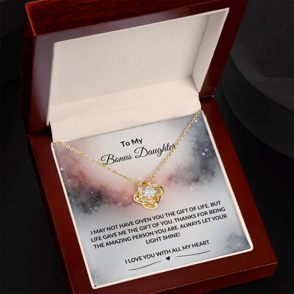 To My Bonus Daughter | I Love You With All My Heart | Love Knot Necklace