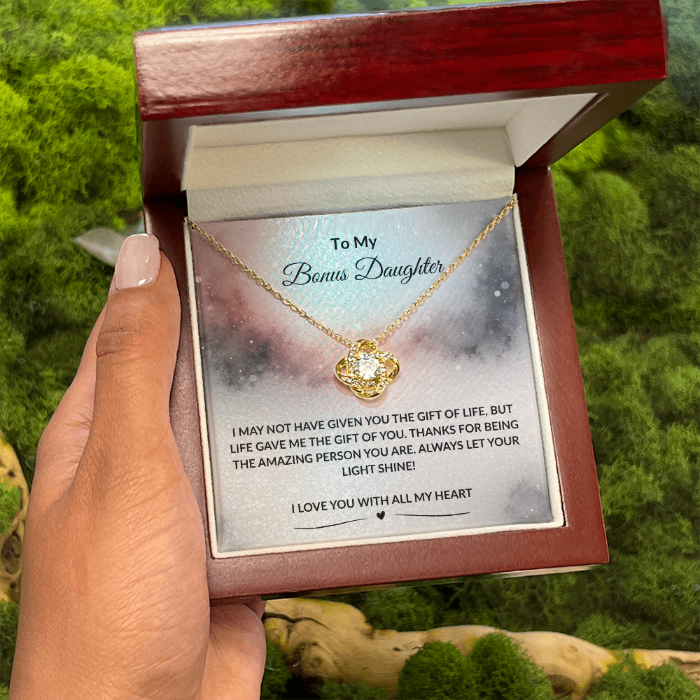 To My Bonus Daughter | I Love You With All My Heart | Love Knot Necklace