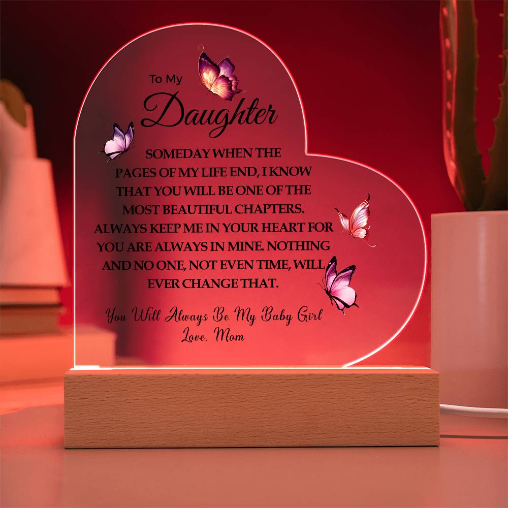 To My Daughter | Printed Heart Acrylic Plaque