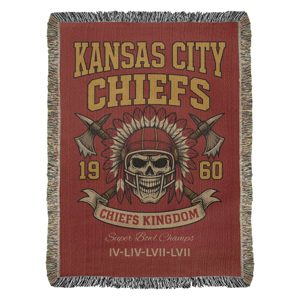 🏈 Kansas City Chiefs “Chiefs Kingdom” Woven Blanket 🔥