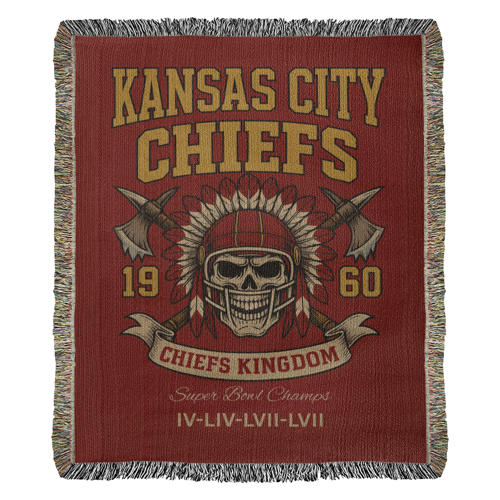 🏈 Kansas City Chiefs “Chiefs Kingdom” Woven Blanket 🔥