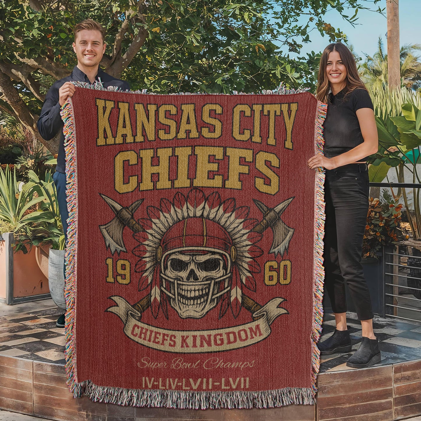 🏈 Kansas City Chiefs “Chiefs Kingdom” Woven Blanket 🔥