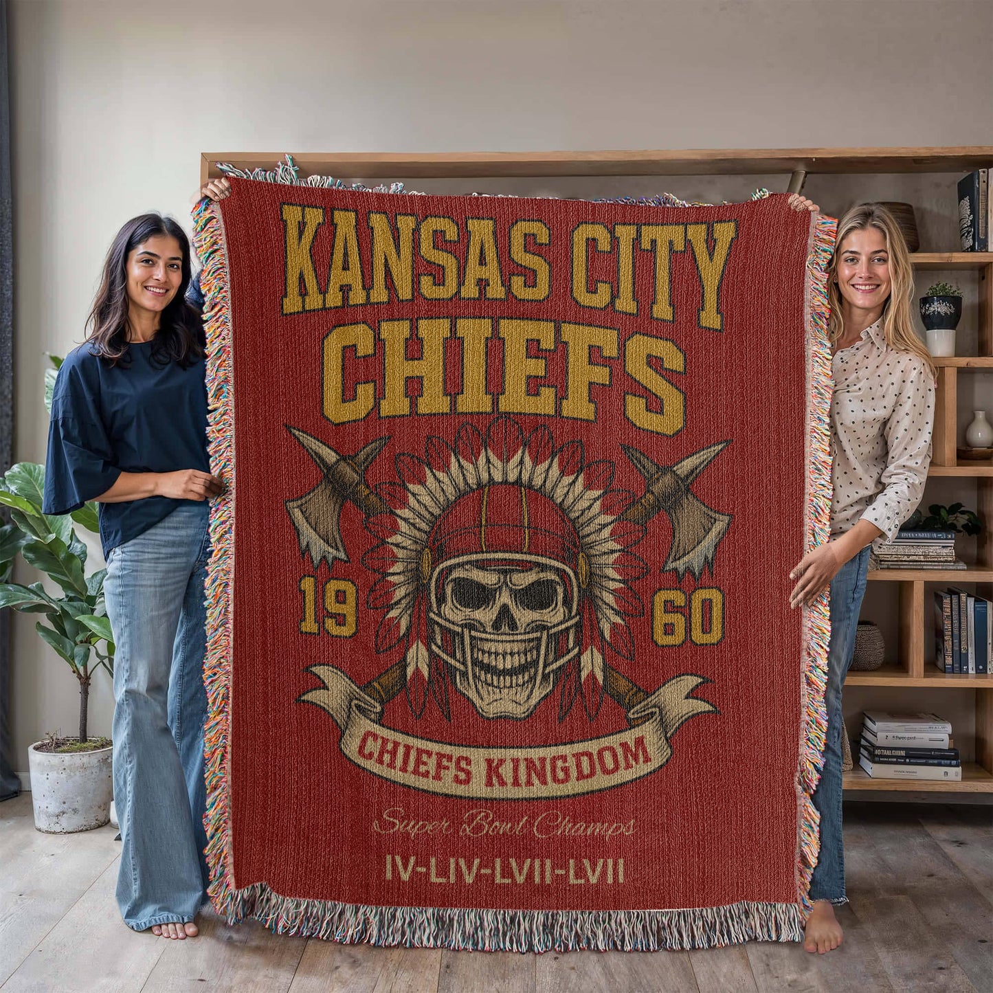 🏈 Kansas City Chiefs “Chiefs Kingdom” Woven Blanket 🔥