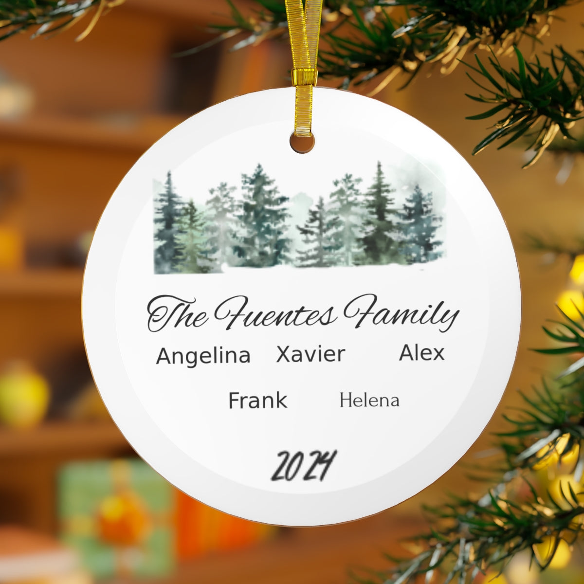 Personalized Family Name Glass Ornament