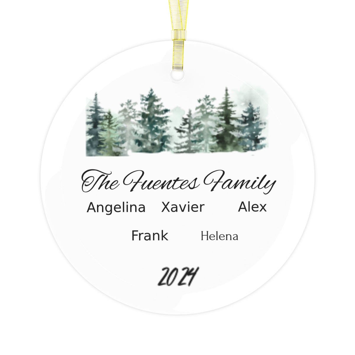 Personalized Family Name Glass Ornament
