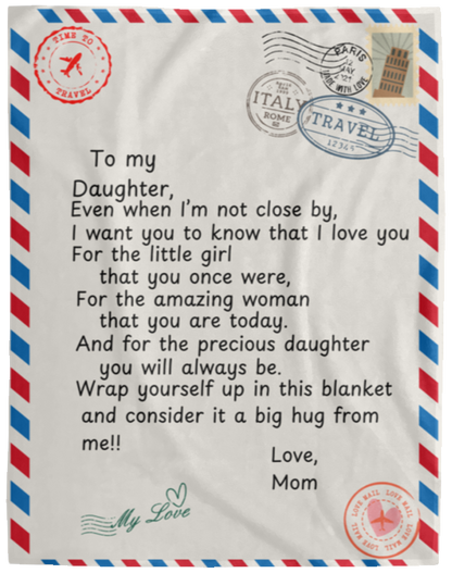 To My Daughter Postal Card from Mom Blanket