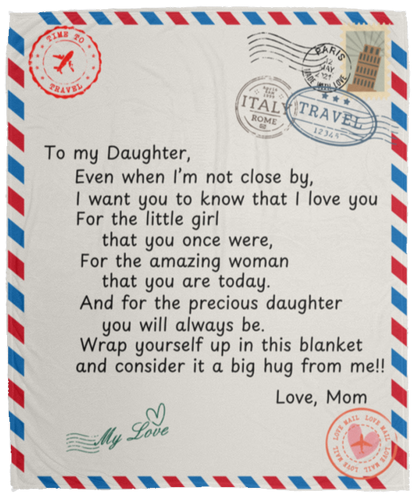 To My Daughter Postal Card from Mom Blanket