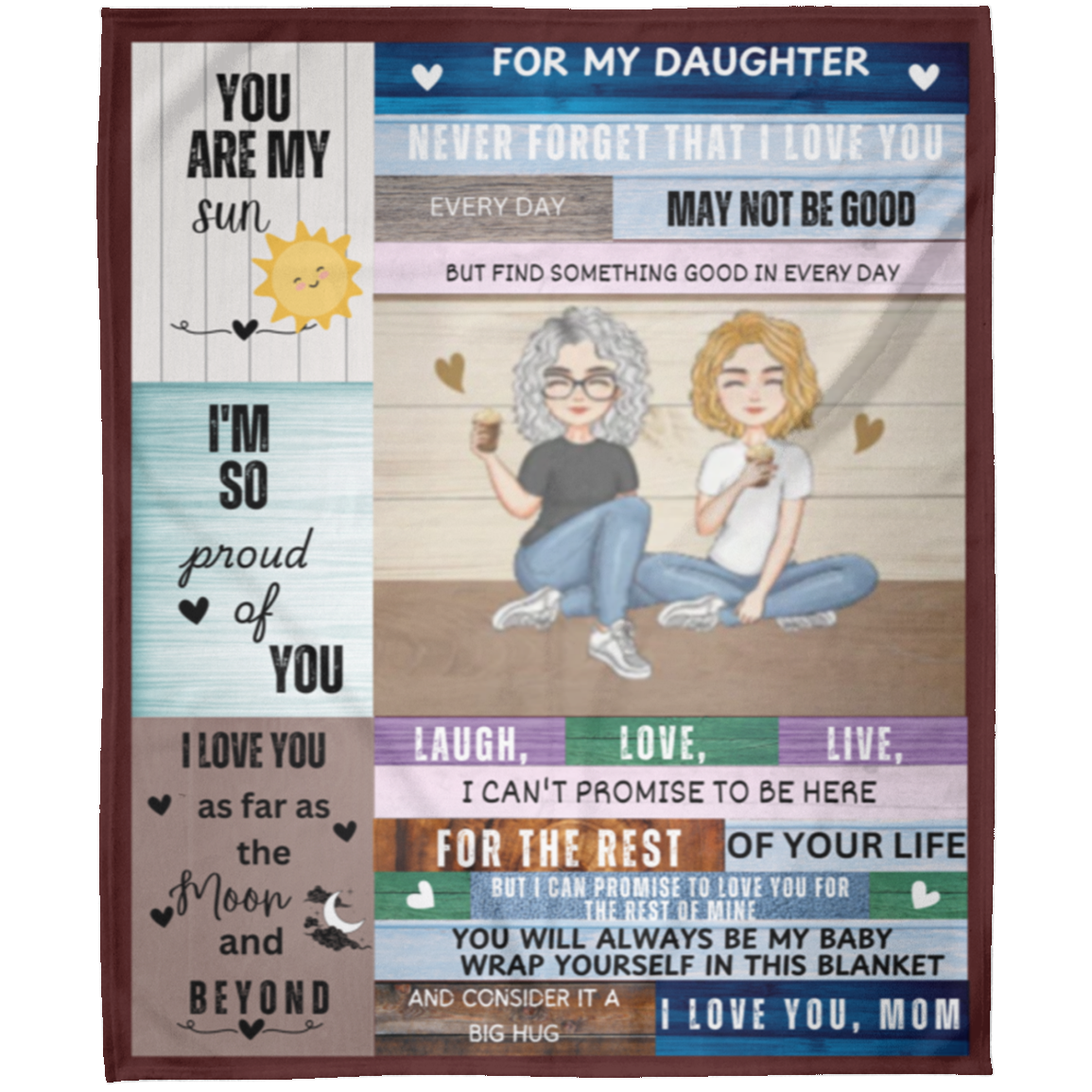 To My Daughter from Mom Wood Frame Arctic Fleece Blanket 50x60