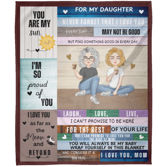 To My Daughter from Mom Wood Frame Arctic Fleece Blanket 50x60