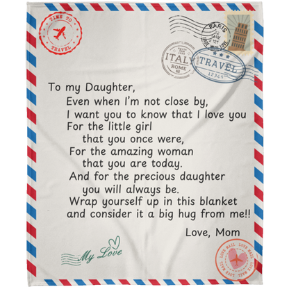 To My Daughter Postal Card from Mom Blanket