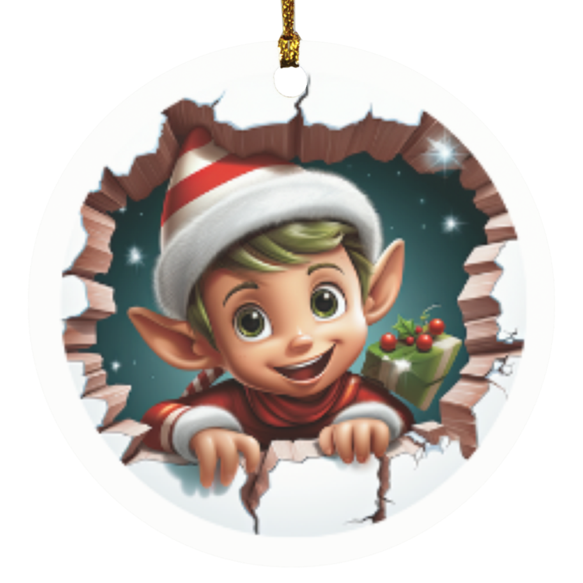 Elf 3d  (1) SUBORNC Circle Ornament
