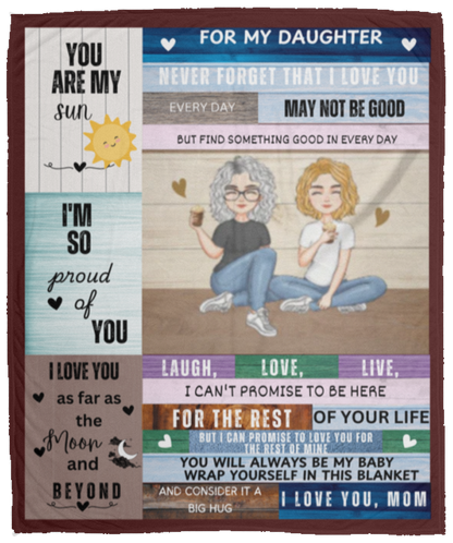 To My Daughter from Mom Wood Frame Blanket