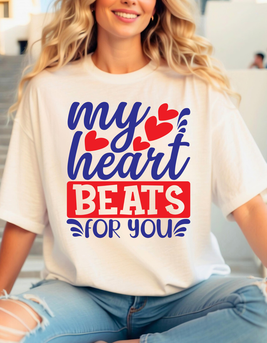 💓 My Heart Beats for You – Valentine’s Graphic T-Shirt