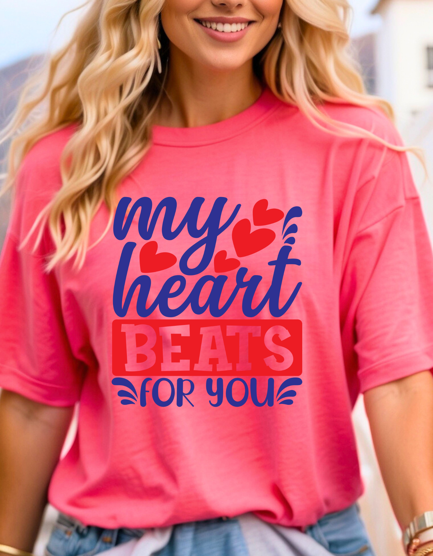 💓 My Heart Beats for You – Valentine’s Graphic T-Shirt
