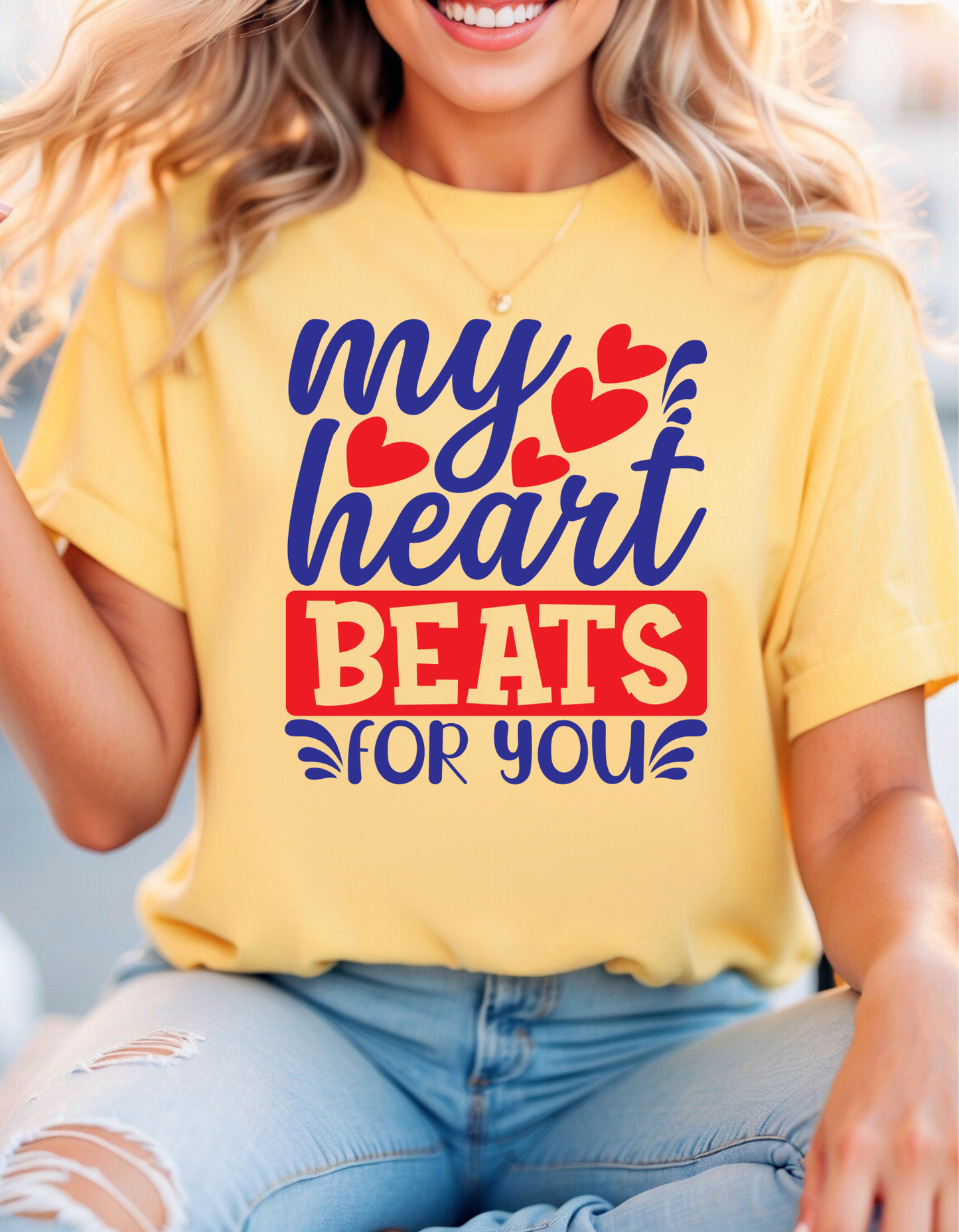 💓 My Heart Beats for You – Valentine’s Graphic T-Shirt