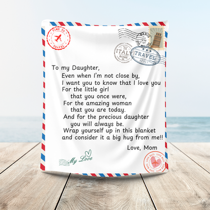 To My Daughter Postal Card from Mom Blanket