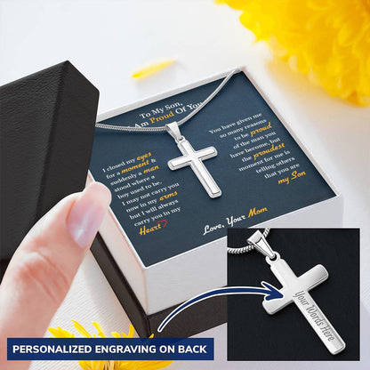 To My Son | I Am Proud Of You - Personalized Cross Necklace