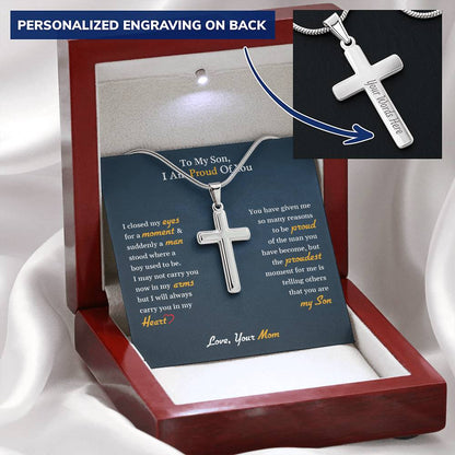 To My Son | I Am Proud Of You - Personalized Cross Necklace