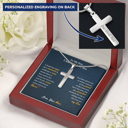 To My Son | I Am Proud Of You - Personalized Cross Necklace