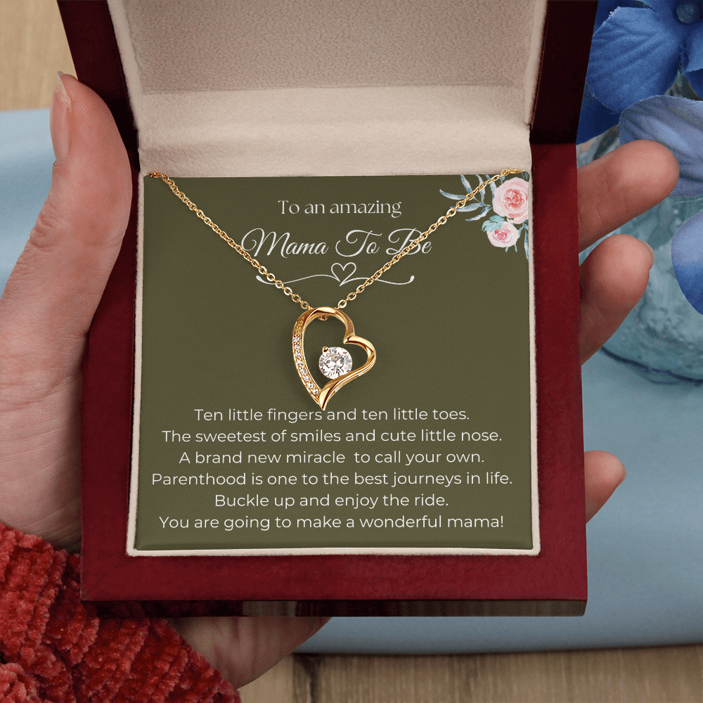 To An Amazing Mama To Be Gold Forever Love Necklace
