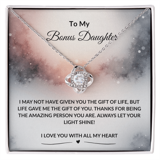 To My Bonus Daughter | I Love You With All My Heart | Love Knot Necklace