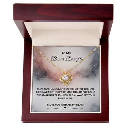 To My Bonus Daughter | I Love You With All My Heart | Love Knot Necklace