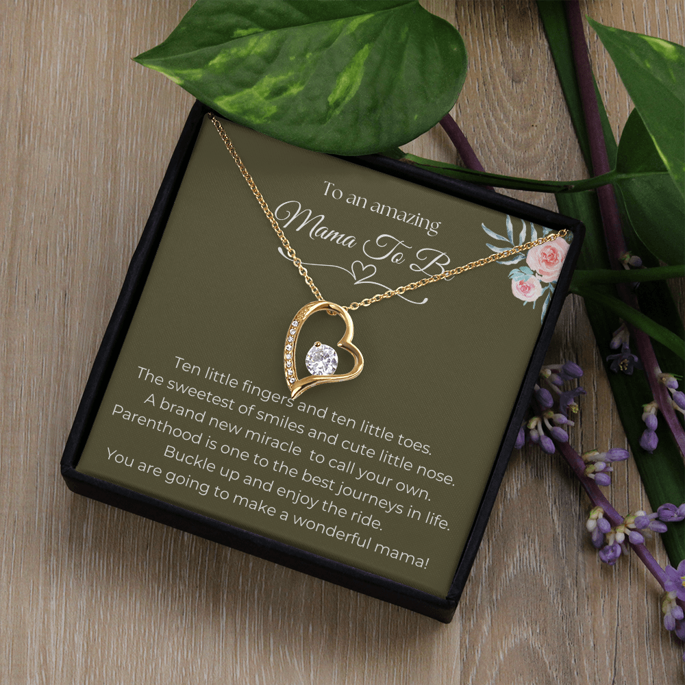 To An Amazing Mama To Be Gold Forever Love Necklace
