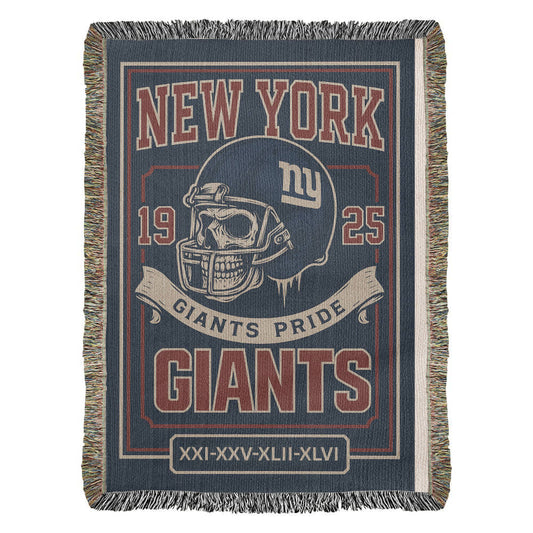 New York Giants Vintage Skull Helmet Woven Throw – Championship Tribute Blanket