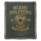 Miami Dolphins Woven Blanket | Fins Up Diver Skull Design | Super Bowl Champs VII & VIII