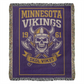 Minnesota Vikings Woven Blanket | Skol Vikes Viking Skull Throw | Football Fan Gift