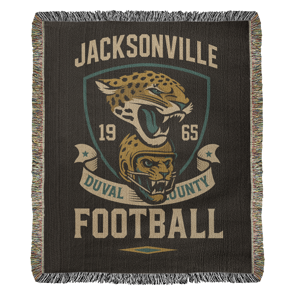 Jacksonville Football Woven Blanket | Duval County Jaguar Throw | 1965 Edition