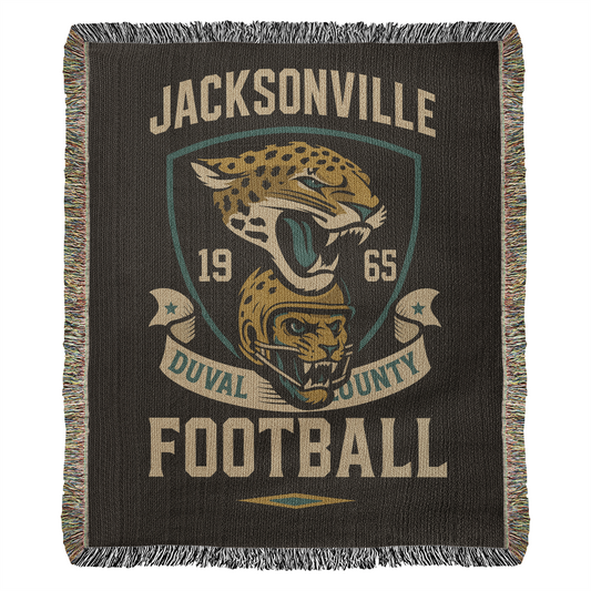 Jacksonville Football Woven Blanket | Duval County Jaguar Throw | 1965 Edition