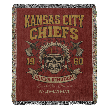 🏈 Kansas City Chiefs “Chiefs Kingdom” Woven Blanket 🔥