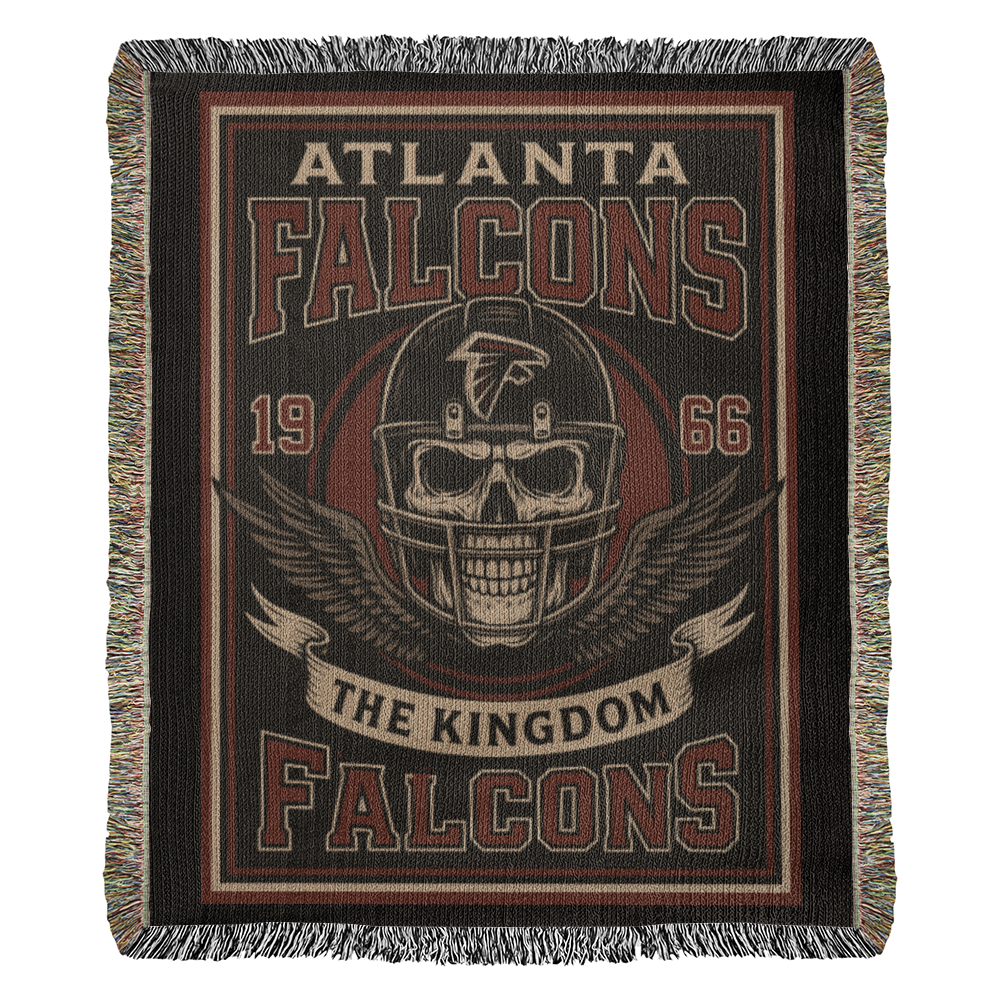 Atlanta Football Woven Blanket – Falcons “The Kingdom” Vintage Skull Design (1966)