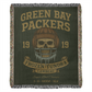 Green Bay Packers Woven Blanket | Frozen Tundra Lambeau Skull Football Throw | Super Bowl Champs