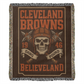 Cleveland Browns Woven Blanket | Dawg Pound Skull Football Throw | Believeland Edition