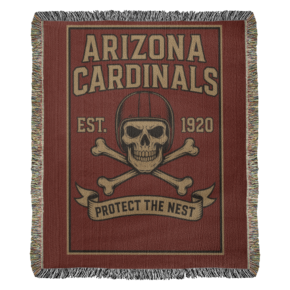 Arizona Cardinals Woven Blanket – “Protect The Nest” Vintage Skull Design