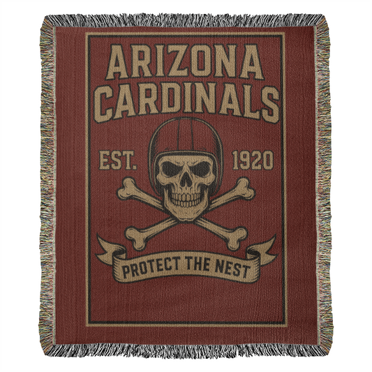 Arizona Cardinals Woven Blanket – “Protect The Nest” Vintage Skull Design